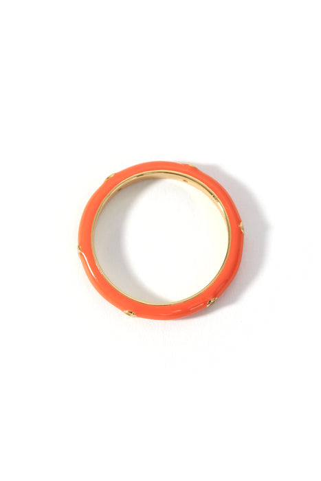 Sterling Silver Gold Plated Crystal Orange Enamel Stacker Ring