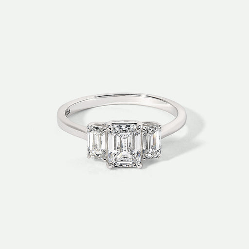 Murphy | 9ct White Gold 1.56ct tw Emerald Cut Lab Grown Diamond Three Stone Ring-0