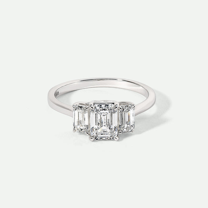 Murphy | 9ct White Gold 1.56ct tw Emerald Cut Lab Grown Diamond Three Stone Ring-0