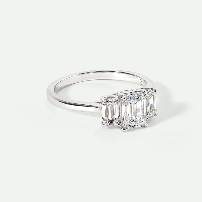 Murphy | 9ct White Gold 1.56ct tw Emerald Cut Lab Grown Diamond Three Stone Ring-3