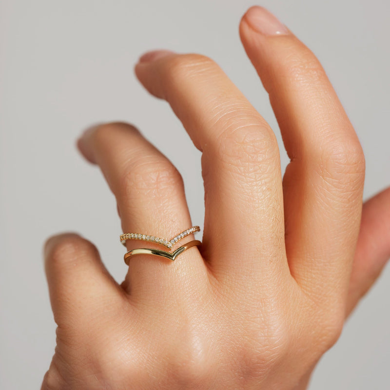 9ct Gold Lab Grown Diamond Double Wishbone Ring