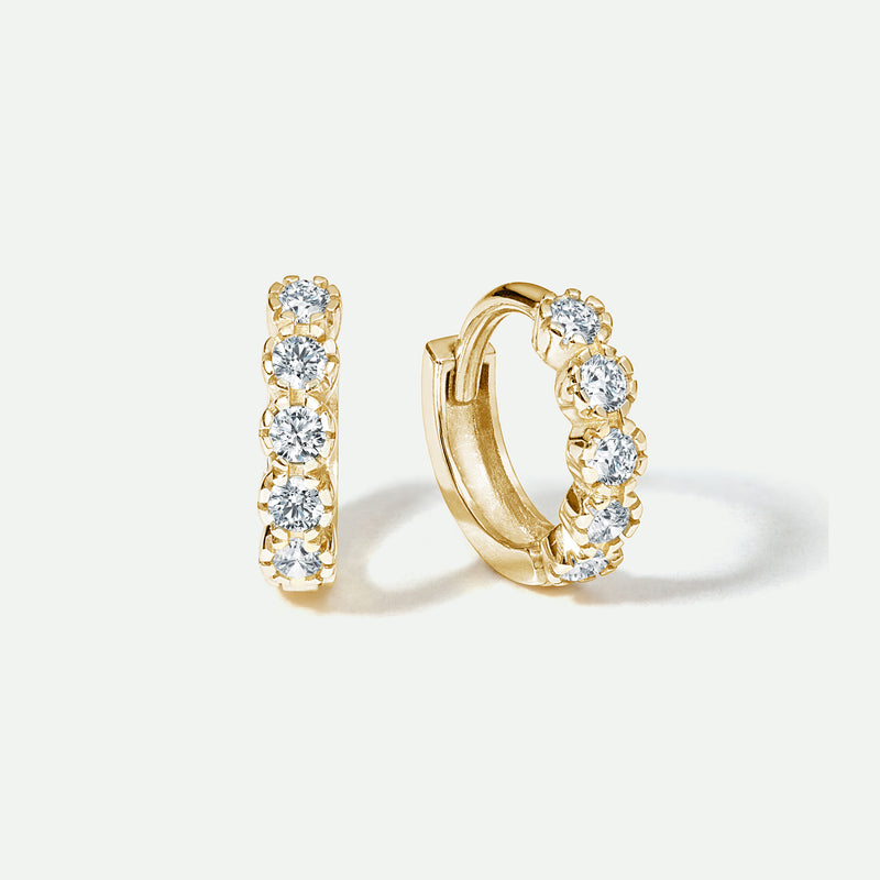 9ct Gold 0.21ct tw Lab Grown Diamond Milgrain Huggie Hoop Earrings