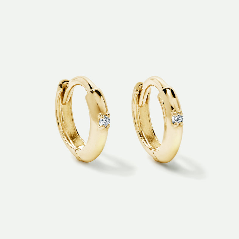 9ct Gold Lab Grown Diamond Mini Huggie Hoop Earrings