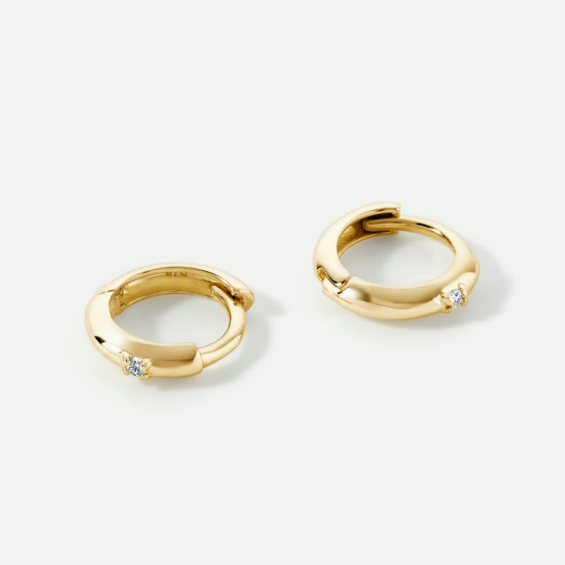 9ct Gold Lab Grown Diamond Mini Huggie Hoop Earrings