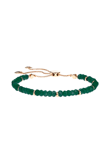 Rose Gold Plated Sterling Silver Green Quartz Bead Friendship Bracelet