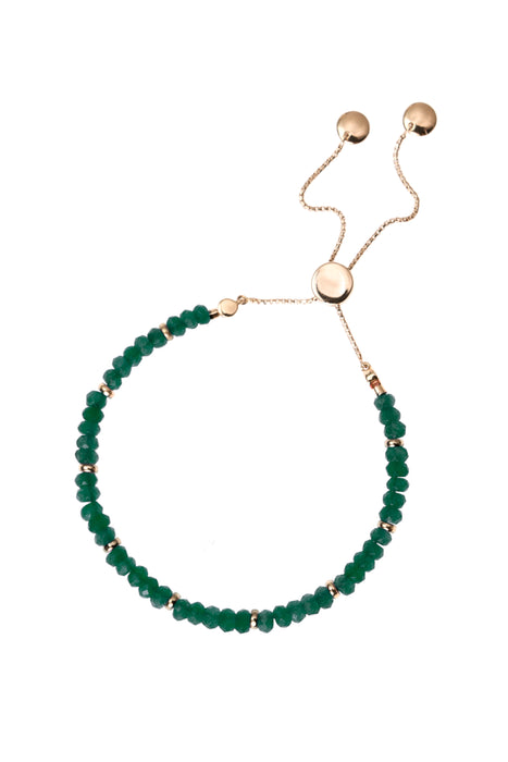 Rose Gold Plated Sterling Silver Green Quartz Bead Friendship Bracelet