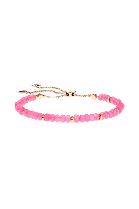 Rose Gold Plated Sterling Silver Pink Quartz Bead Freindship Bracelet