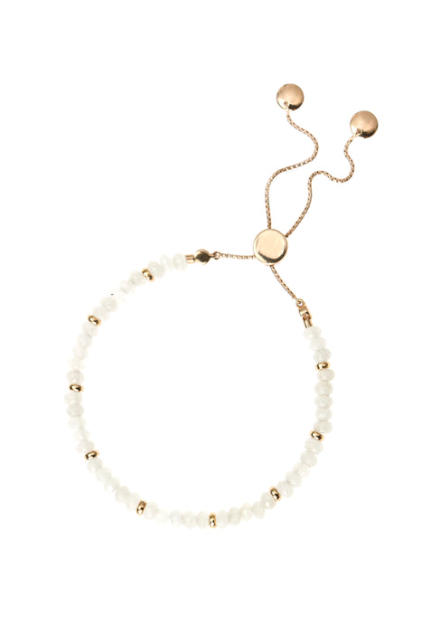 Rose Gold Plated Sterling Silver White Quartz Bead Friendship Bracelet