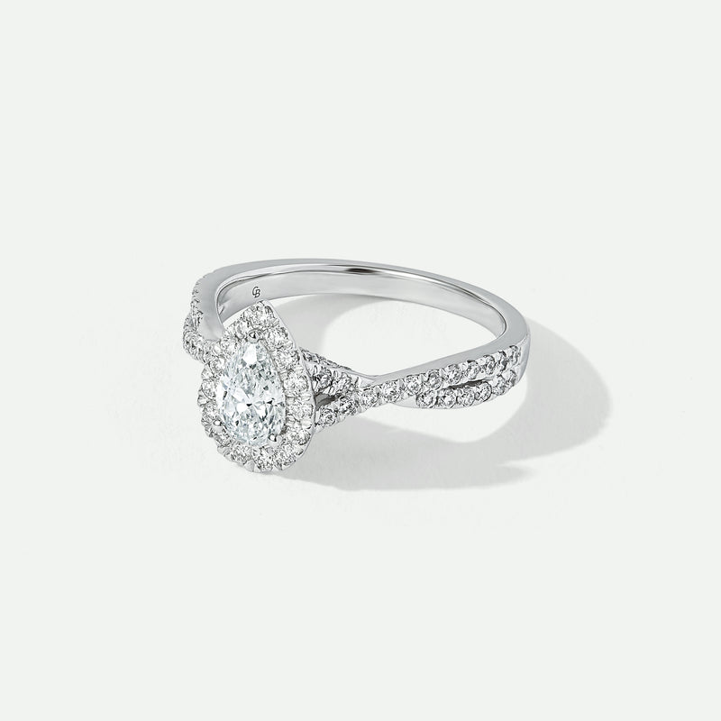 Alice | 9ct White Gold 1ct tw Lab Grown Diamond Pear Halo Engagement Ring