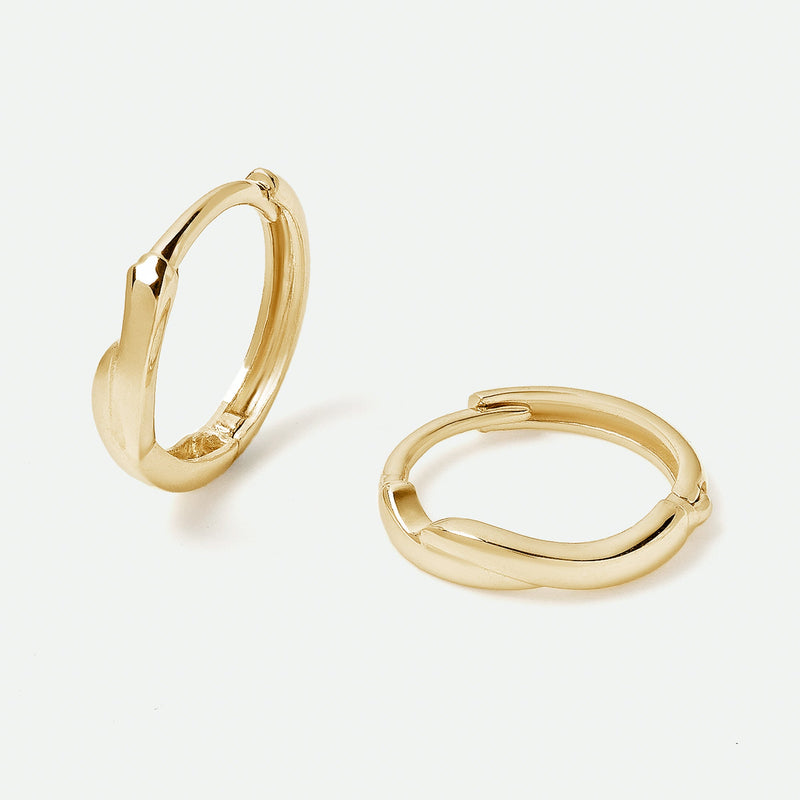 9ct Gold Wave Huggie Hoop Earrings
