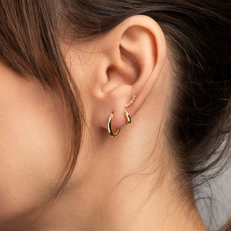 9ct Gold Classic Huggie Hoop Earrings - image 2
