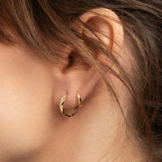 9ct Gold Plaited Huggie Hoop Earrings - image 2