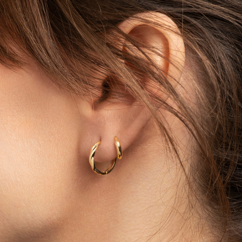 9ct Gold Plaited Huggie Hoop Earrings - image 2