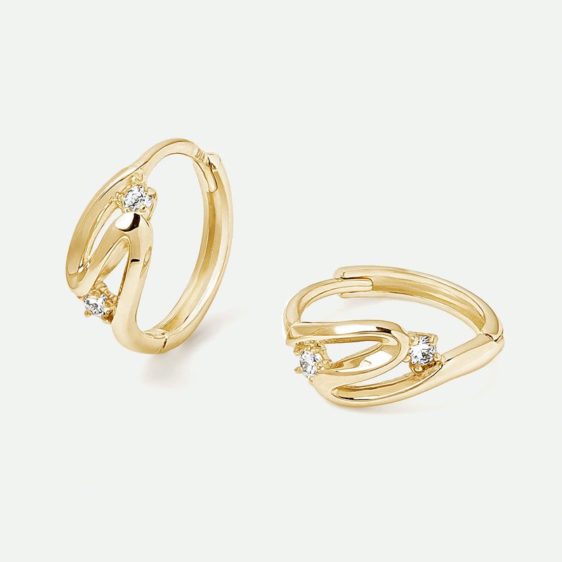 Flora | 9ct Gold Lab-Grown Diamond Whimsical Huggie Hoop Earrings