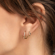 Kara - 9ct Gold 0.10ct tw Lab-Grown Diamond Rectangular Huggie Hoop Earrings - image 2