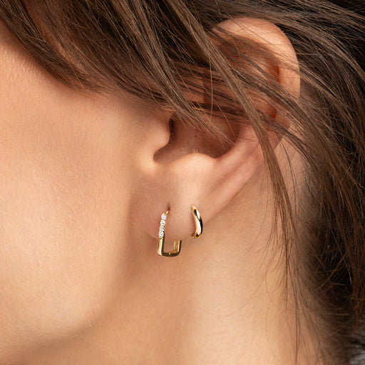 Kara - 9ct Gold 0.10ct tw Lab-Grown Diamond Rectangular Huggie Hoop Earrings - image 2
