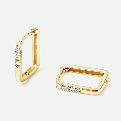 Kara - 9ct Gold 0.10ct tw Lab-Grown Diamond Rectangular Huggie Hoop Earrings - image 1