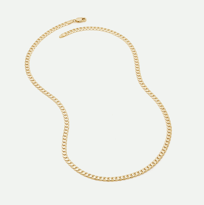 9ct Yellow Gold Solid Curb Chain Necklace (3.75mm) 18 inch