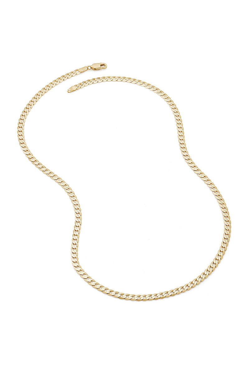 9ct Yellow Gold Solid Curb Chain Necklace (3.75mm) 18 inch