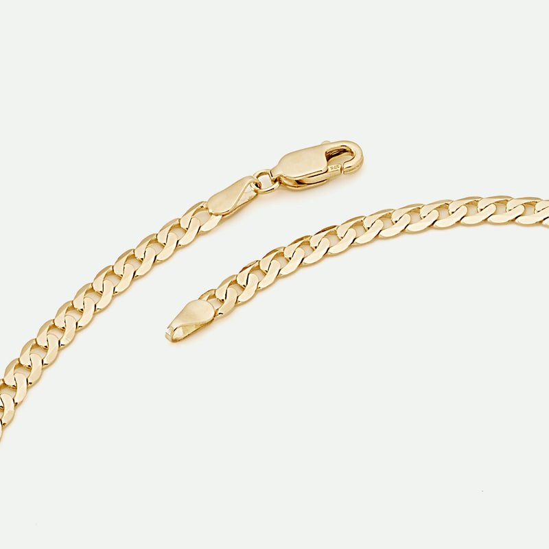 9ct Yellow Gold Solid Curb Chain Necklace (3.75mm) 18 inch