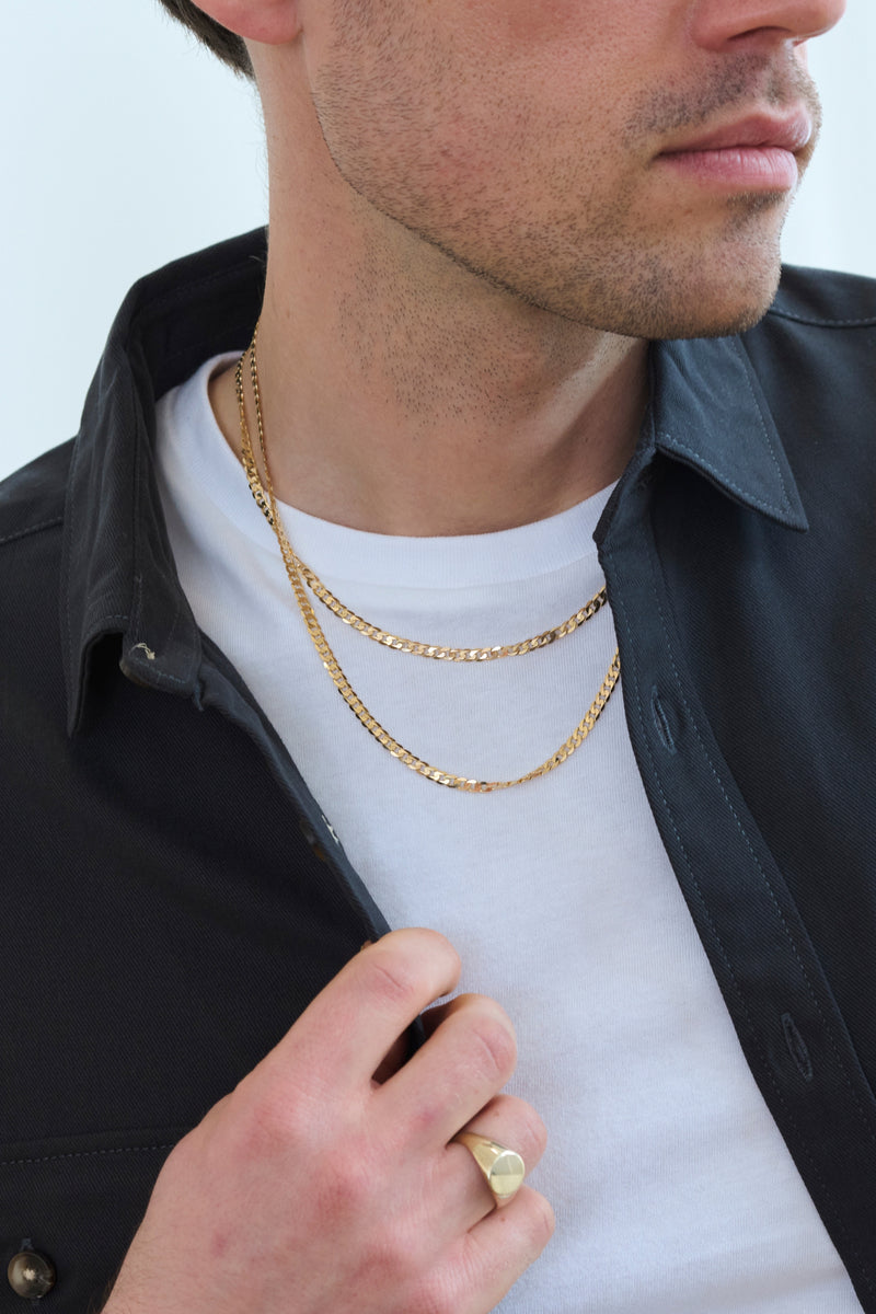 9ct Yellow Gold Solid Curb Chain Necklace (3.75mm) 18 inch