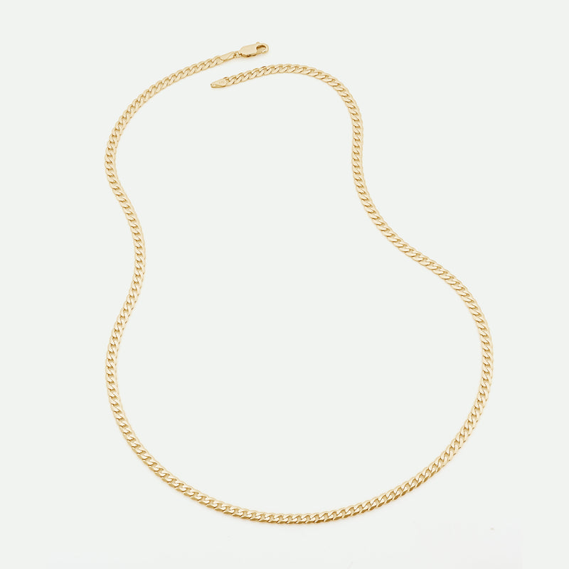 9ct Yellow Gold Solid Curb Chain Necklace (4mm) 22 inch