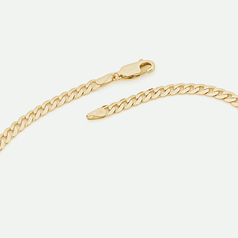 9ct Yellow Gold Solid Curb Chain Necklace (4mm) 22 inch