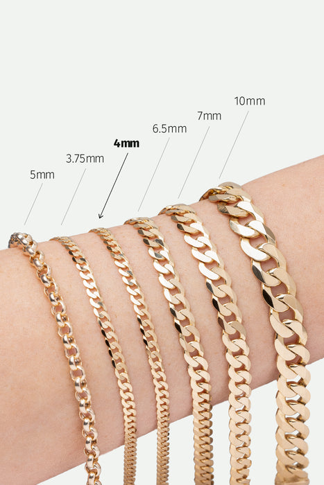 9ct Yellow Gold Solid Curb Chain Necklace (4mm) 22 inch