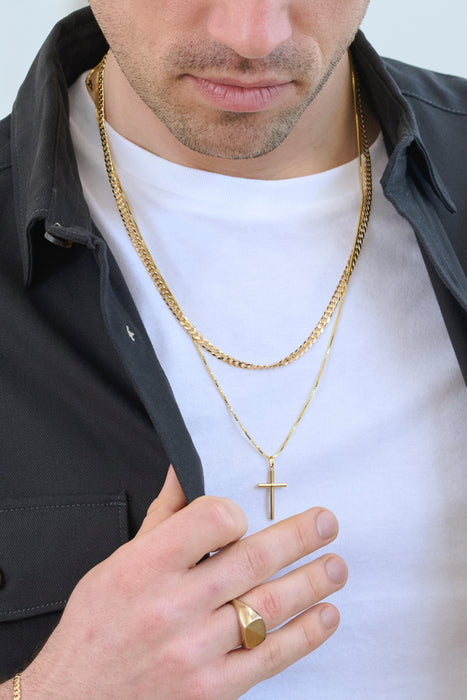 9ct Yellow Gold Solid Curb Chain Necklace (4mm) 22 inch