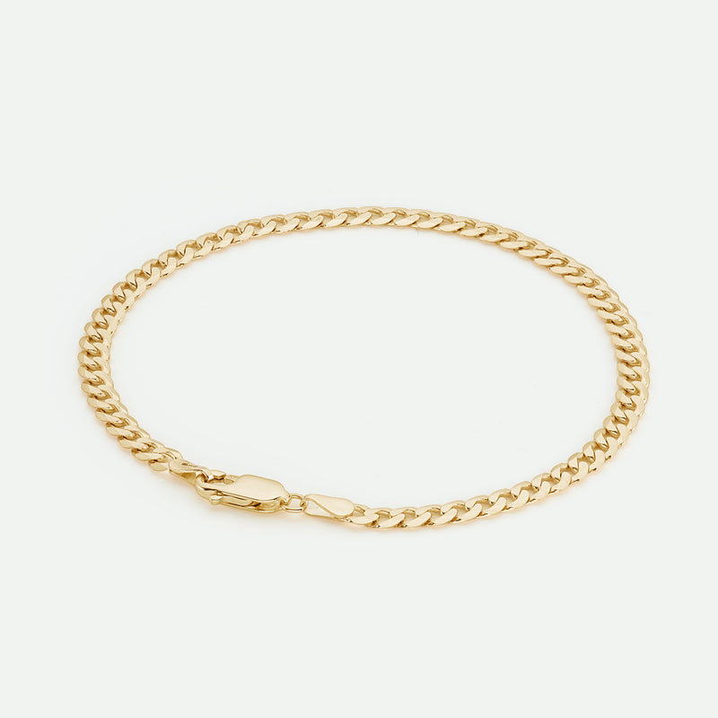 9ct Yellow Gold Solid Curb Chain Bracelet (4mm) 8 inch