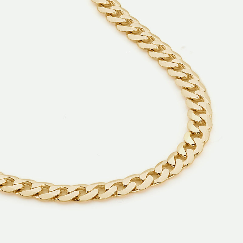 9ct Yellow Gold Solid Curb Chain Bracelet (4mm) 8 inch