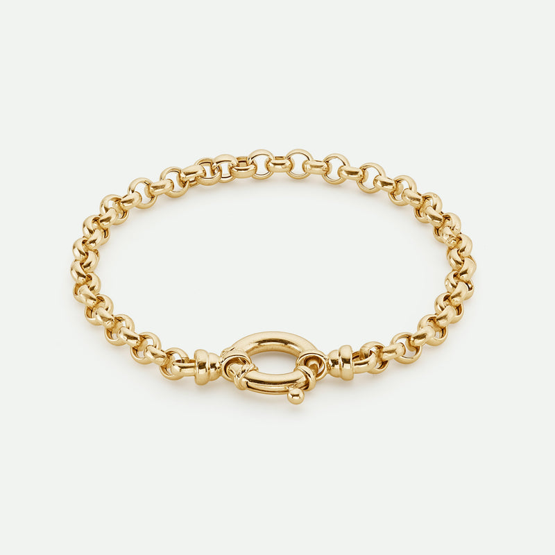 9ct Yellow Gold Rolo Chain Bracelet (5mm) 7 inch