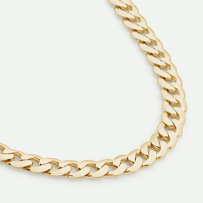9ct Yellow Gold Solid Curb Chain Necklace (6.5mm) 20 inch