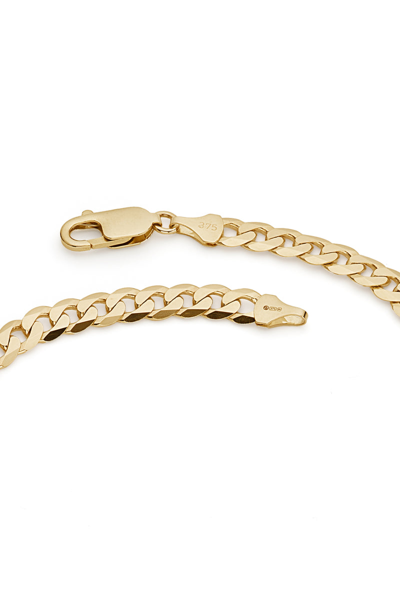 9ct Yellow Gold Solid Curb Chain Necklace (6.5mm) 20 inch