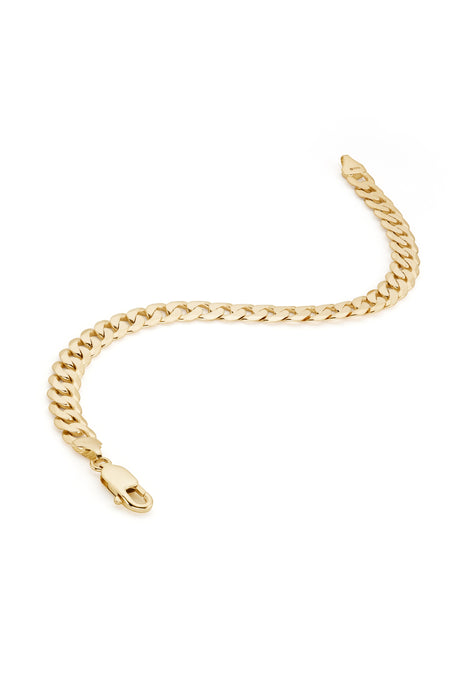 9ct Yellow Gold Solid Curb Chain Bracelet (7mm) 8.25 inch