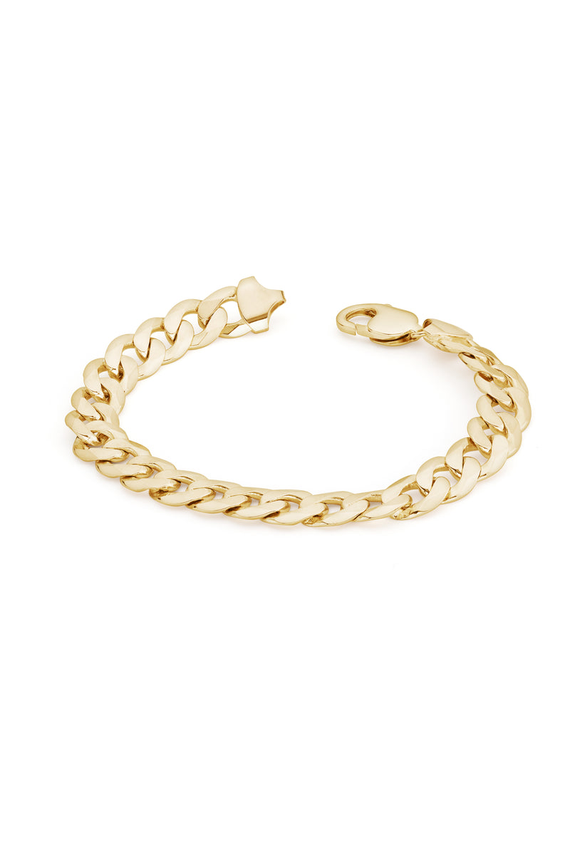 9ct Yellow Gold Solid Curb Chain Bracelet (10mm) 8.25 inch