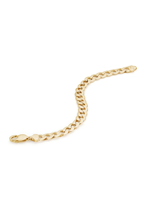 9ct Yellow Gold Solid Curb Chain Bracelet (10mm) 8.25 inch
