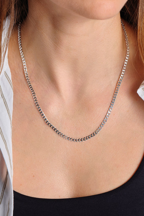 Sterling Silver Curb Chain (3.5mm) Necklace 20 inch