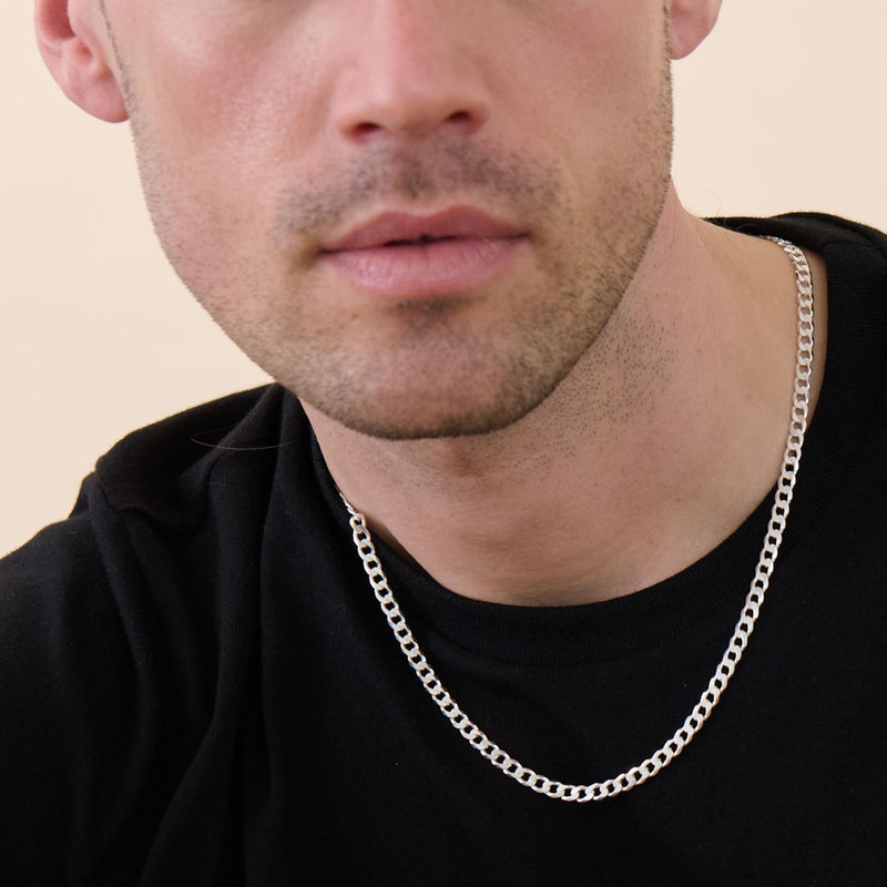 Sterling Silver Curb Chain (4.3mm) Necklace 20 inch