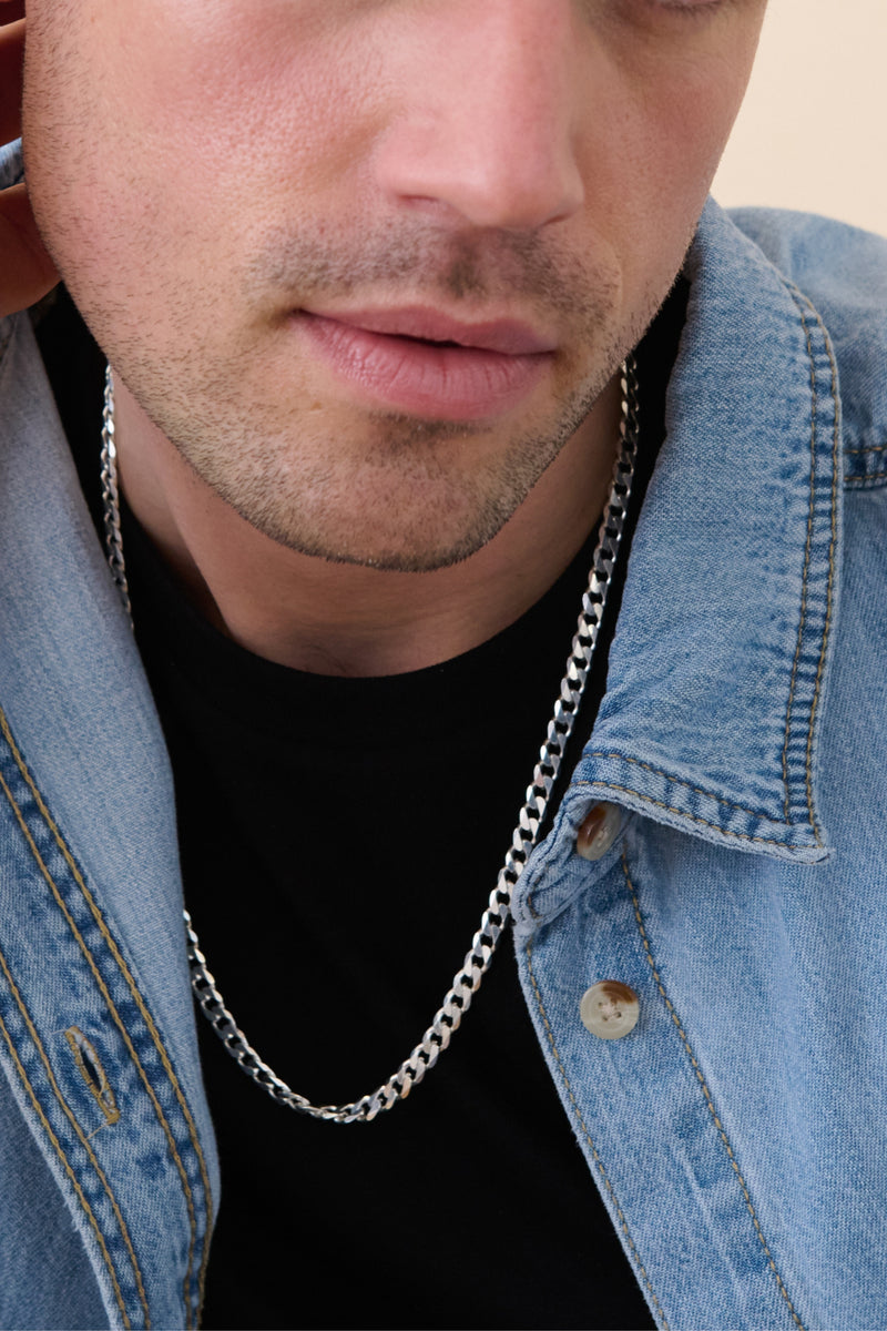Sterling Silver Curb Chain (5.5mm) Necklace 22 inch