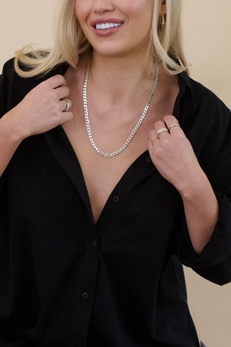 Sterling Silver Curb Chain (5.5mm) Necklace 22 inch