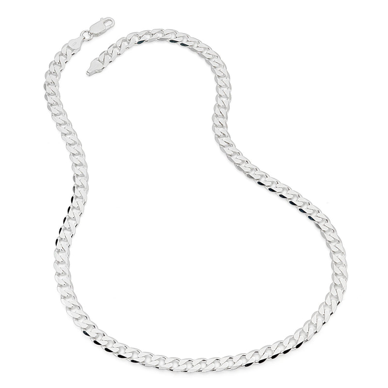 Sterling Silver Curb Chain (7mm) Necklace 22 inch