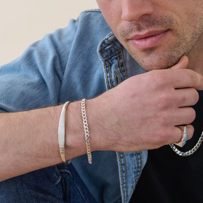 Sterling Silver Curb Chain (4.3mm) Bracelet 8 inch