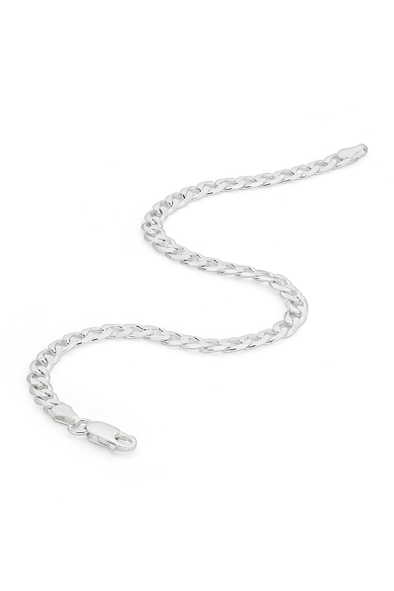 Sterling Silver Curb Chain (4.3mm) Bracelet 8 inch
