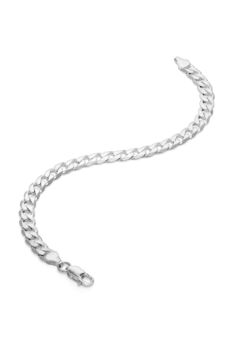 Sterling Silver Curb Chain (7mm) Bracelet 8 inch
