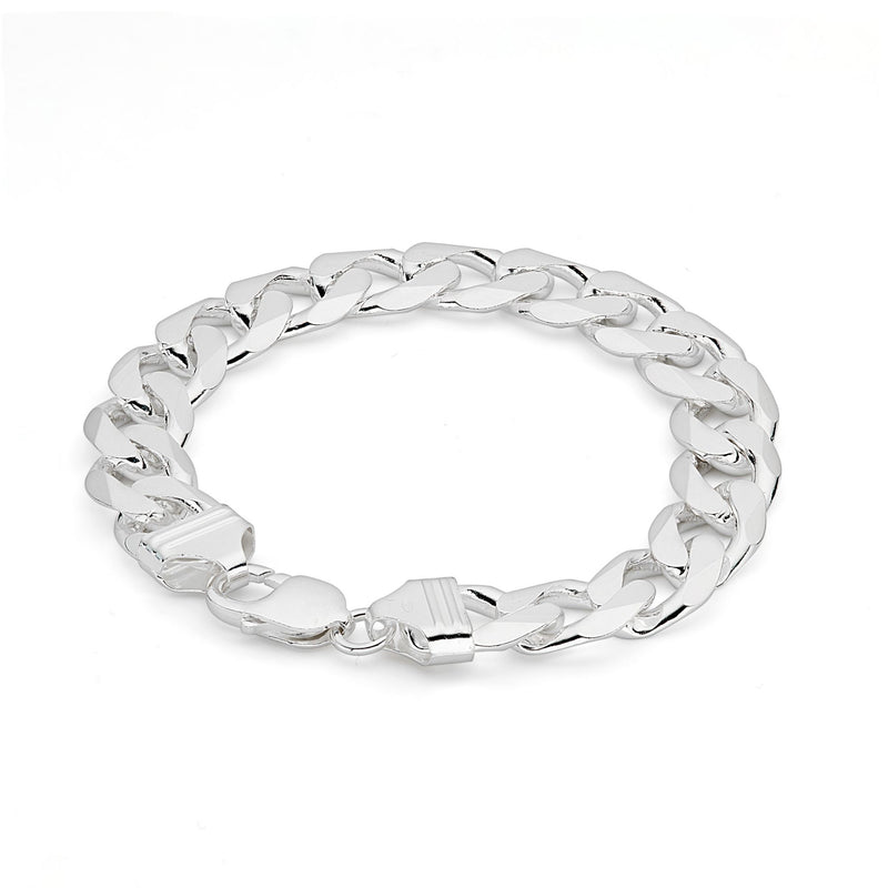 Sterling Silver Curb Chain (13.3mm) Bracelet 8.5 inch