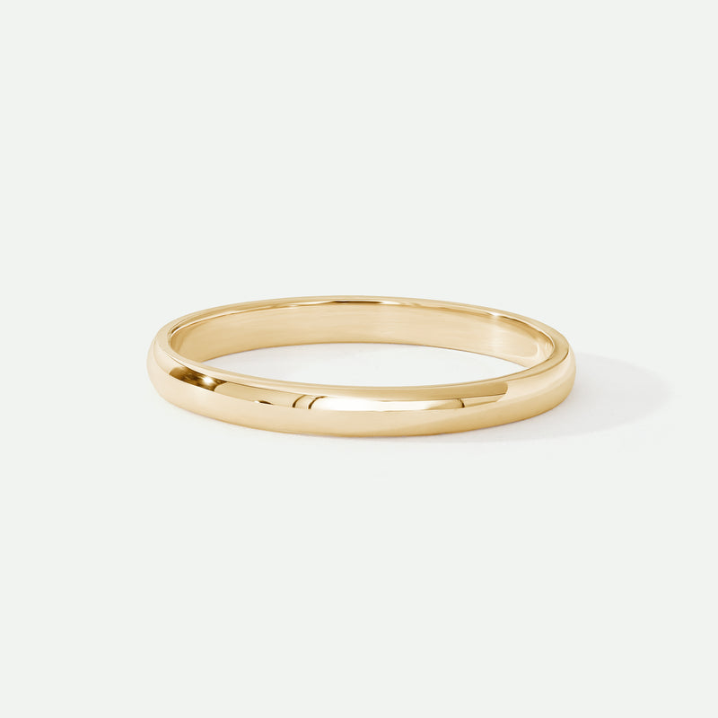 Classic 9ct Yellow Gold D-Shape Wedding Band Ring - 2mm