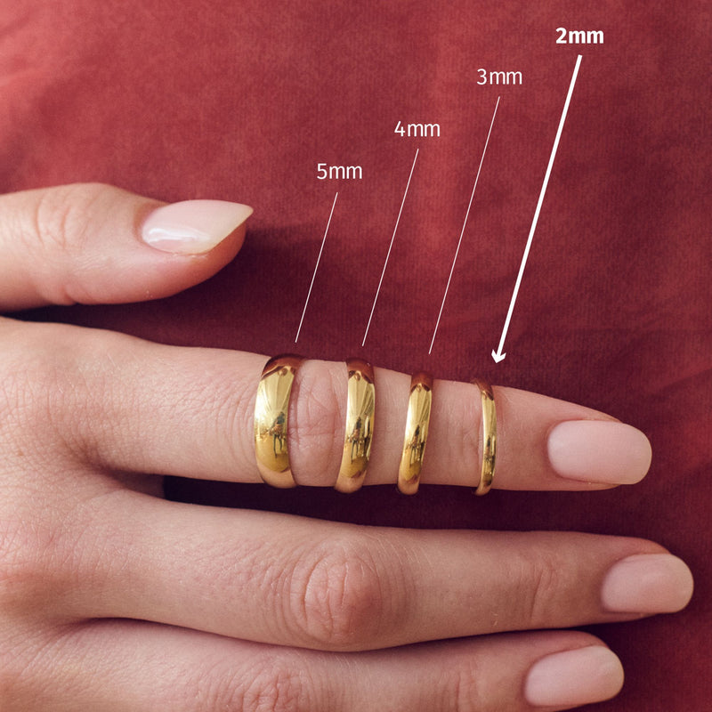 Classic 9ct Yellow Gold D-Shape Wedding Band Ring - 2mm