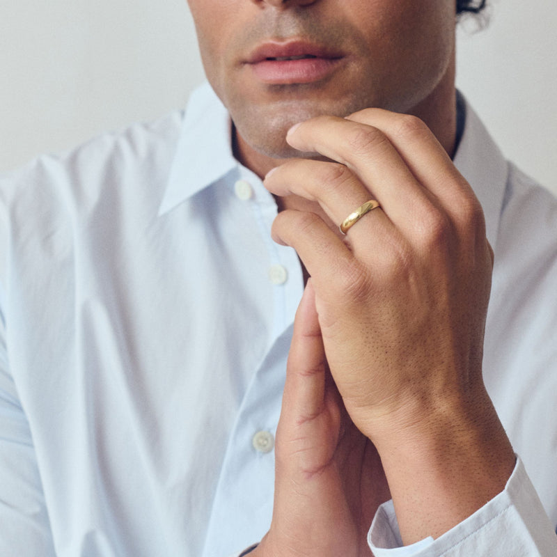 Classic 9ct Yellow Gold D-Shape Wedding Band Ring - 4mm