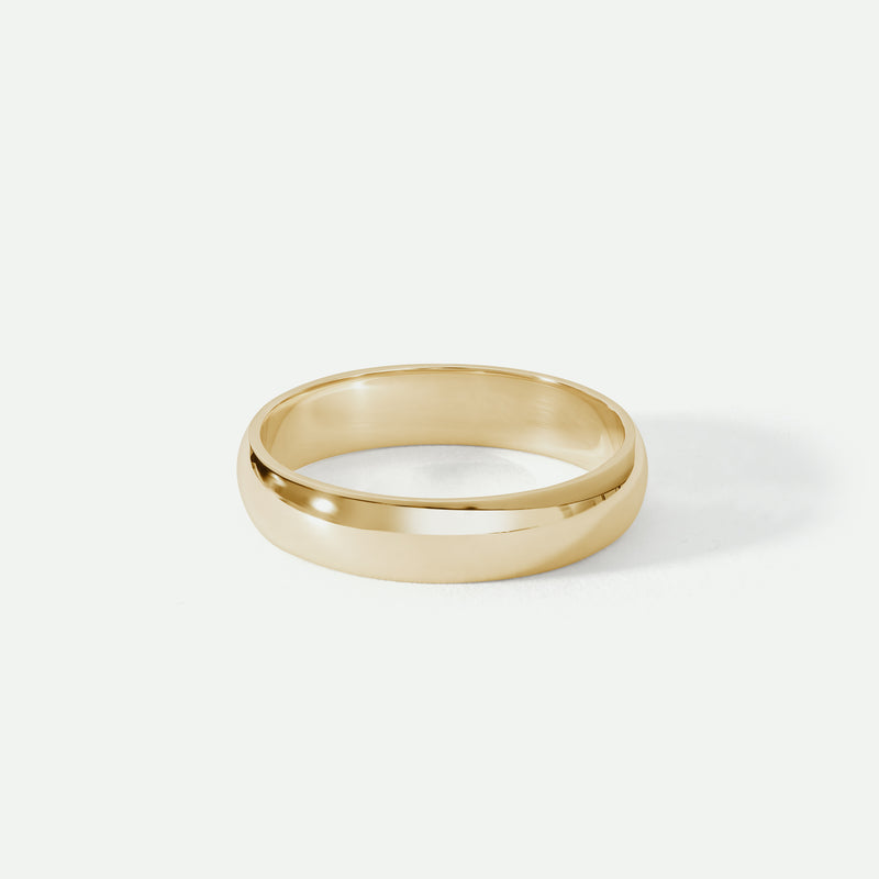 Classic 9ct Yellow Gold D-Shape Wedding Band Ring - 4mm